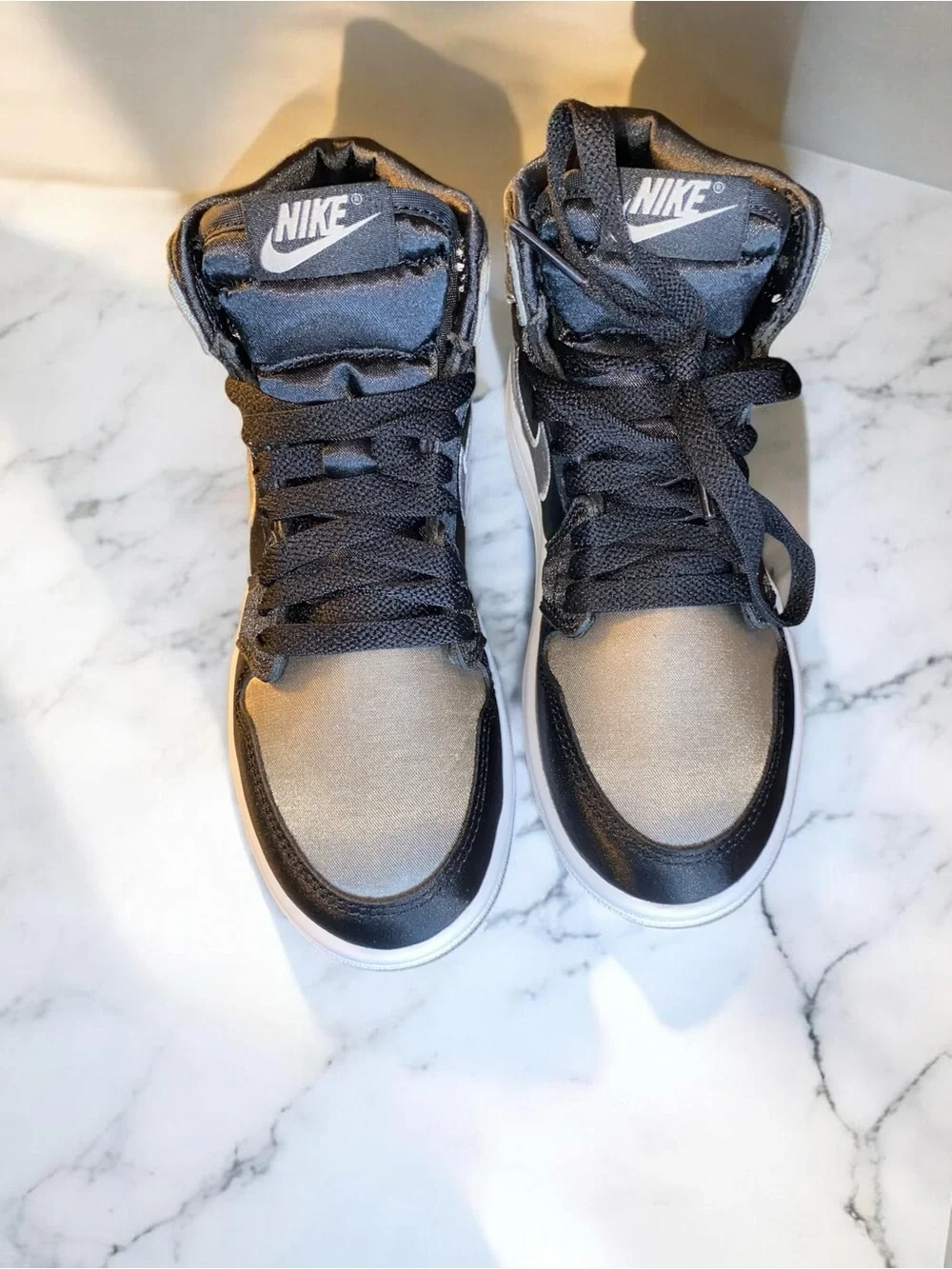 Nike Kids High-Top Sneakers in Black and Silver Metallic